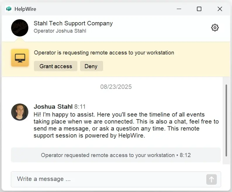 Requesting access to your computer